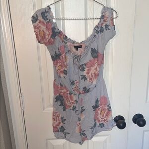 Kendall & Kylie Floral Jumpsuit in Pink and Gray